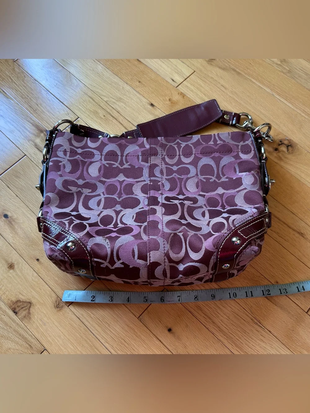 Coach Plum Logo Jacquard Shoulder Bag